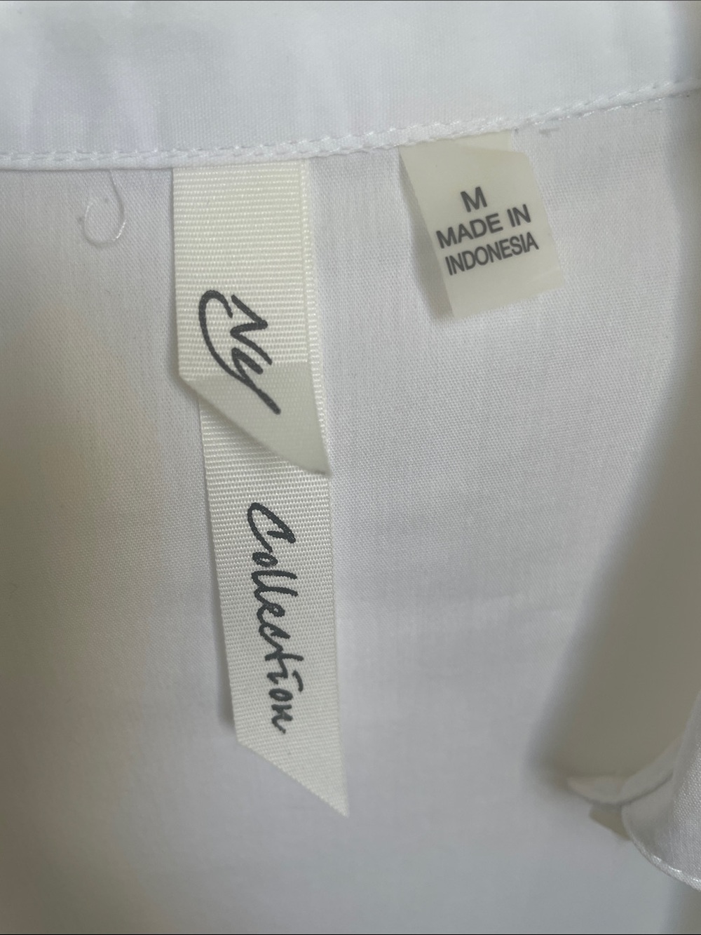 NY Collection White Layered Button-Down Blouse - Picture 3 of 4